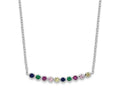 FJC Finejewelers 925 Sterling Silver Cable  Polished Multi-color CZ Bar Necklace 18 Inches x 30 mm