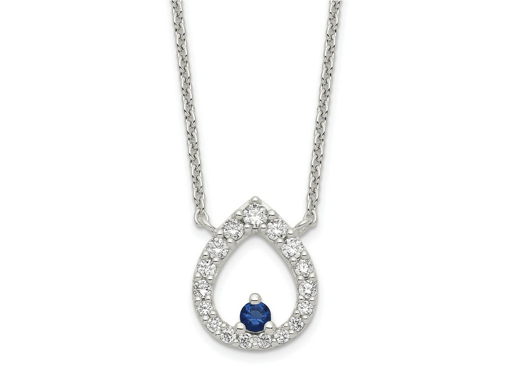 FJC Finejewelers 925 Sterling Silver Fancy Polished CZ Teardrop Necklace 18 Inches x 10 mm