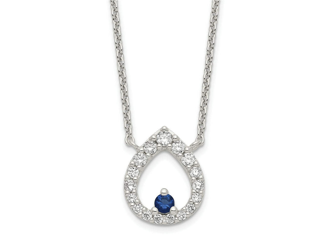 FJC Finejewelers 925 Sterling Silver Fancy Polished CZ Teardrop Necklace 18 Inches x 10 mm