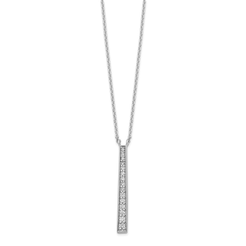 FJC Finejewelers 925 Sterling Silver Rhodium Plated Polished CZ Tapered Pendant Necklace 17 Inches x 3 mm