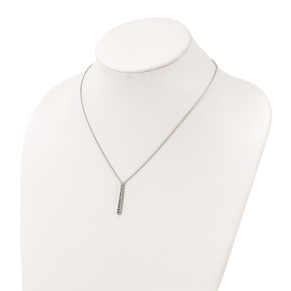 FJC Finejewelers 925 Sterling Silver Rhodium Plated Polished CZ Tapered Pendant Necklace 17 Inches x 3 mm