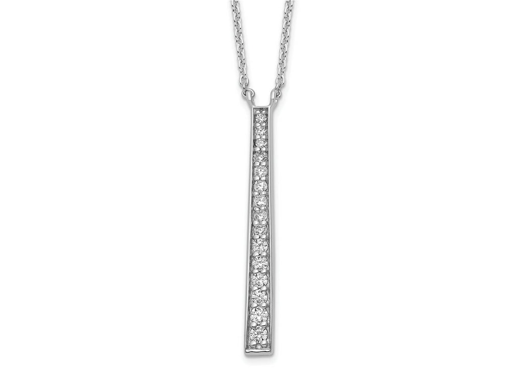 FJC Finejewelers 925 Sterling Silver Rhodium Plated Polished CZ Tapered Pendant Necklace 17 Inches x 3 mm