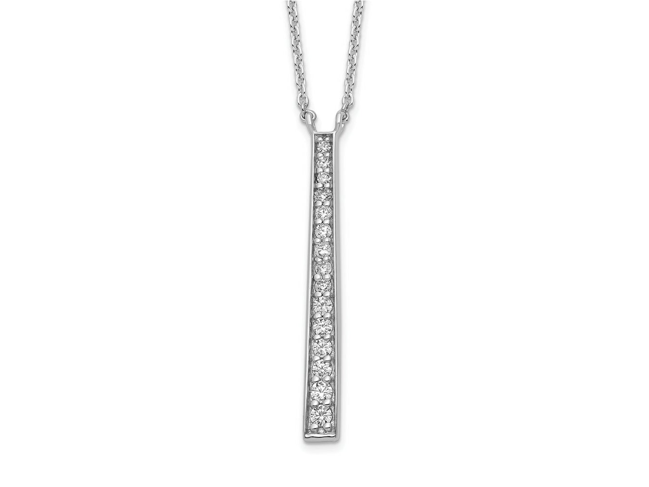 FJC Finejewelers 925 Sterling Silver Rhodium Plated Polished CZ Tapered Pendant Necklace 17 Inches x 3 mm