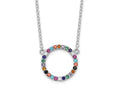 FJC Finejewelers 925 Sterling Silver Cable  Polished Multi-color Circle CZ Necklace 18 Inches x 14 mm
