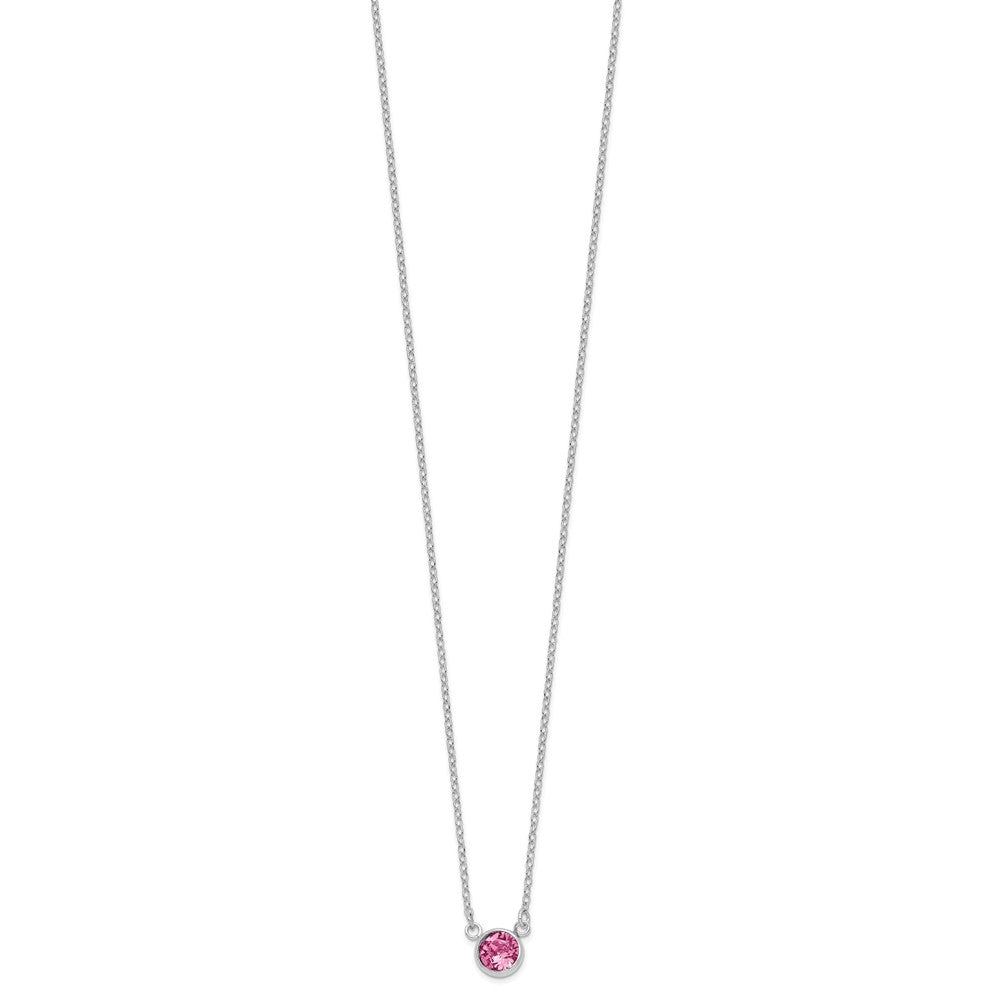 FJC Finejewelers 925 Sterling Silver Fancy Rhodium Plated Pink Crystal Necklace 18 Inches x 6 mm