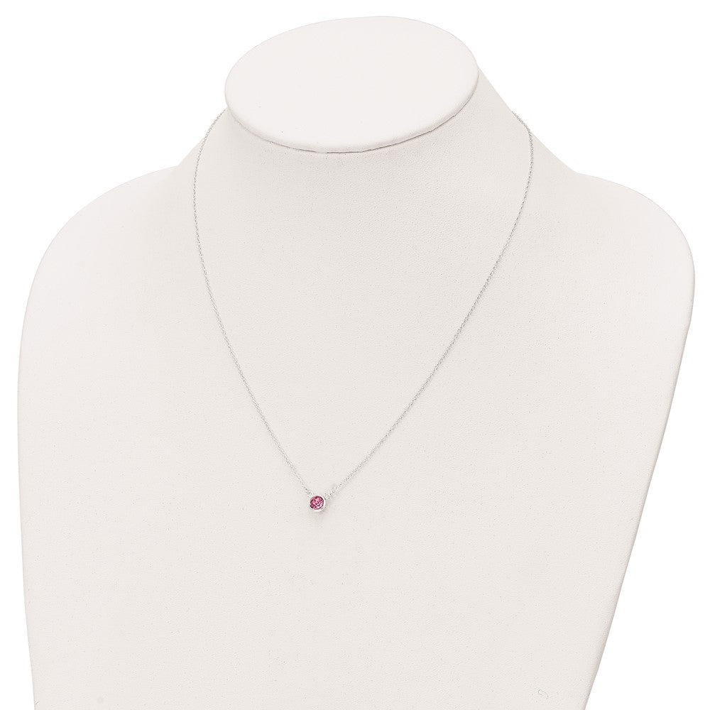 FJC Finejewelers 925 Sterling Silver Fancy Rhodium Plated Pink Crystal Necklace 18 Inches x 6 mm