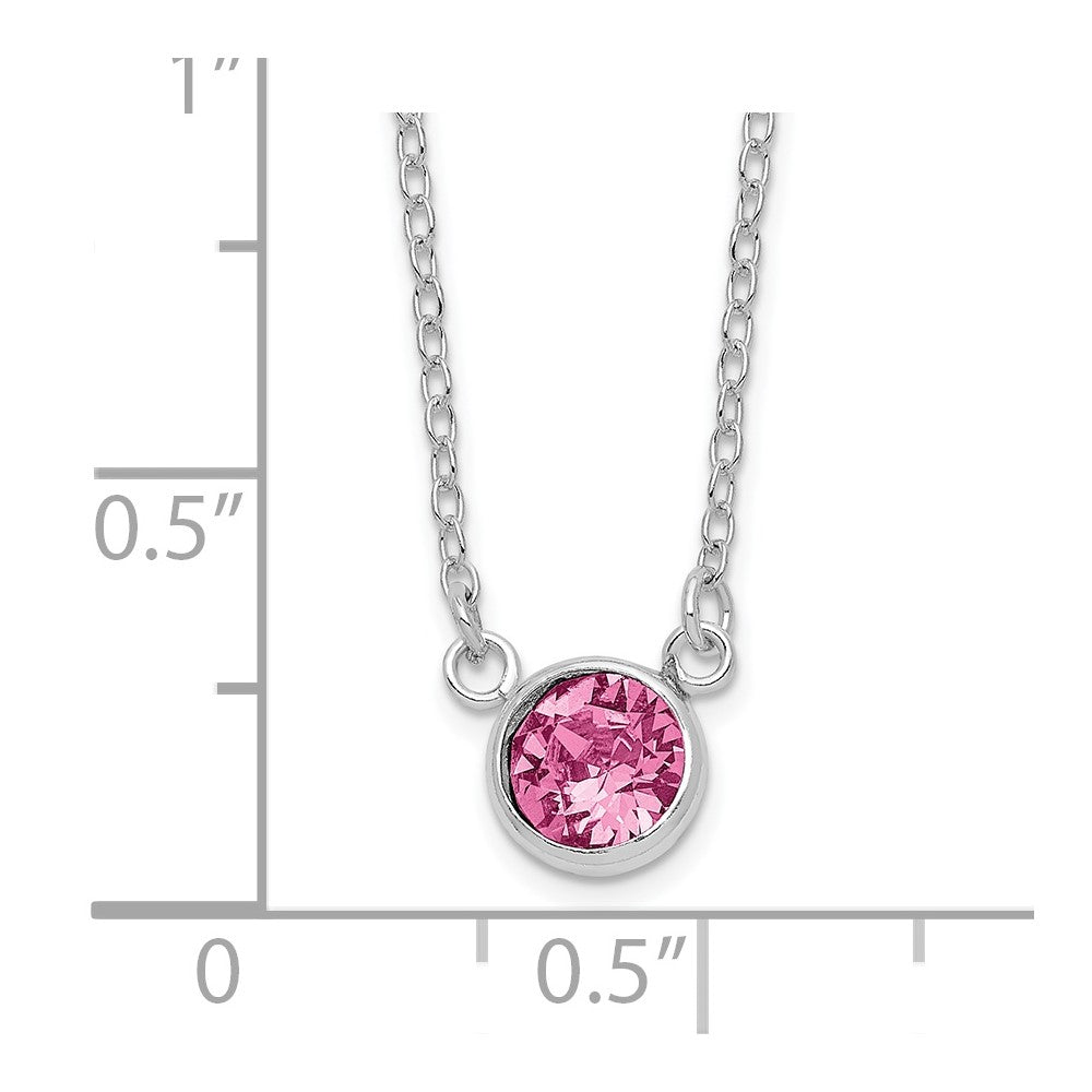 FJC Finejewelers 925 Sterling Silver Fancy Rhodium Plated Pink Crystal Necklace 18 Inches x 6 mm