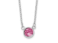 FJC Finejewelers 925 Sterling Silver Fancy Rhodium Plated Pink Crystal Necklace 18 Inches x 6 mm