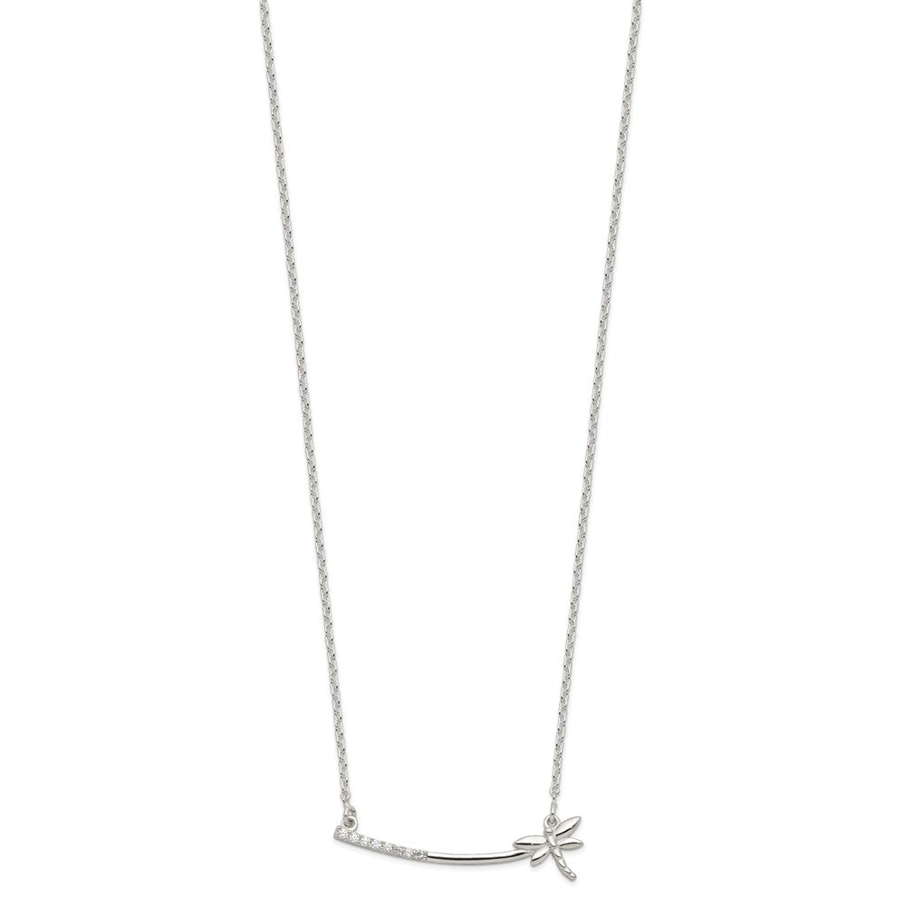 FJC Finejewelers 925 Sterling Silver CZ Dragonfly Bar Necklace 16 Inches x 36 mm