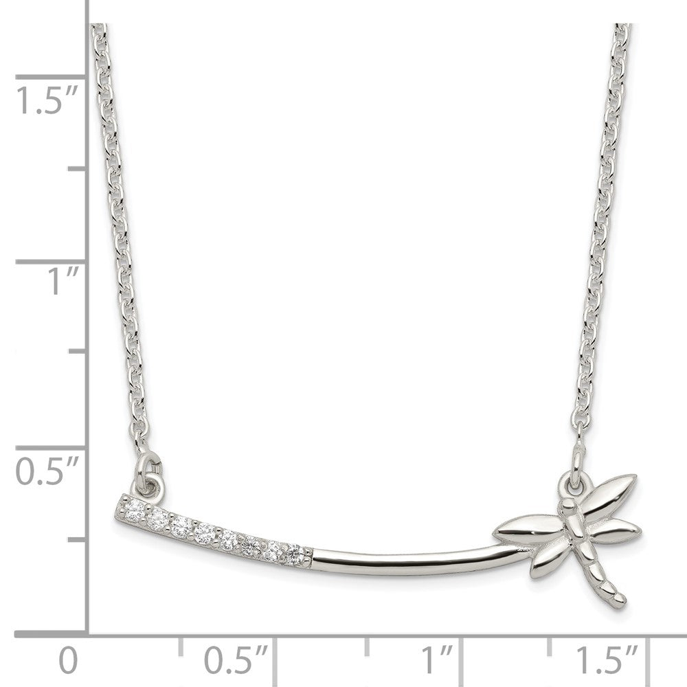 FJC Finejewelers 925 Sterling Silver CZ Dragonfly Bar Necklace 16 Inches x 36 mm