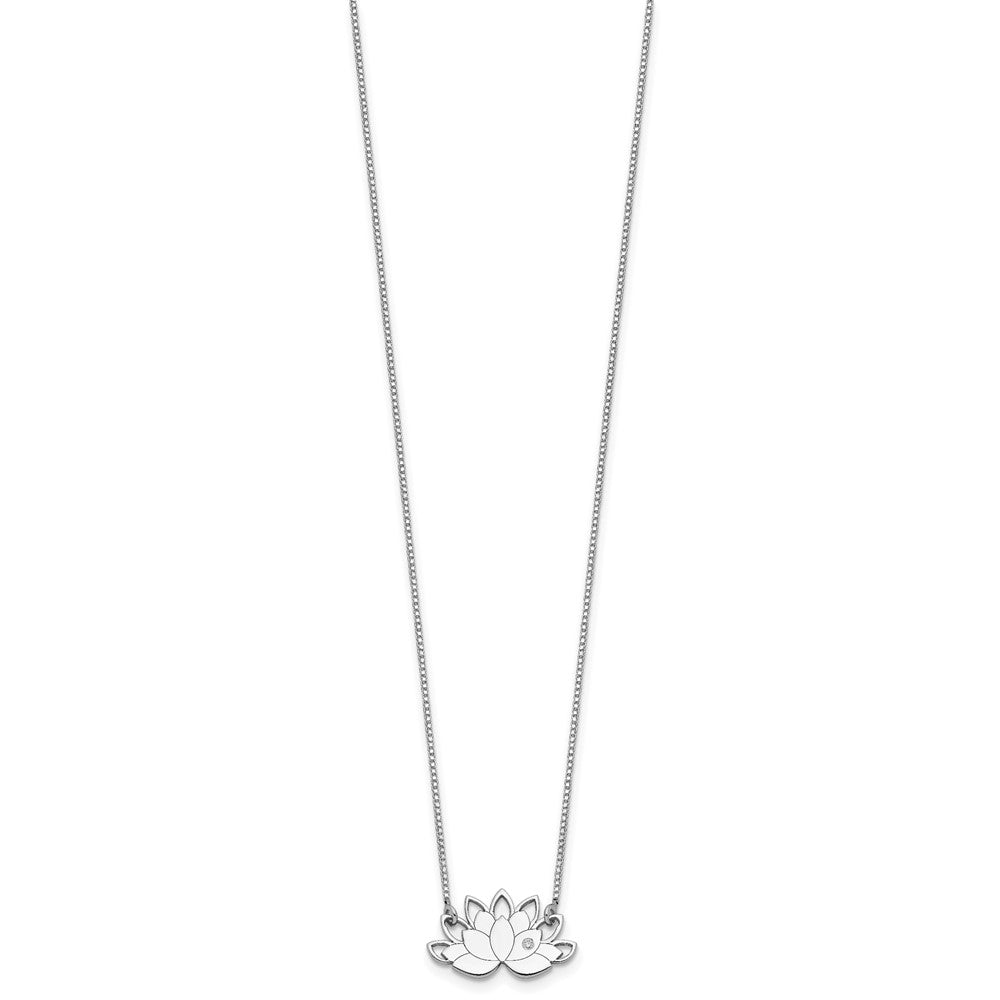 FJC Finejewelers 925 Sterling Silver Fancy Rhodium Plated CZ Lotus Flower Necklace 15 Inches x 19 mm