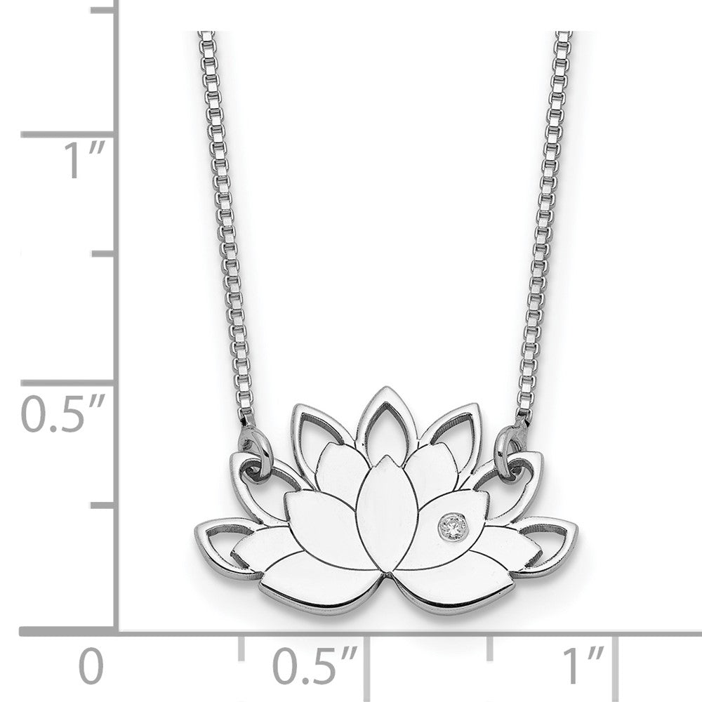 FJC Finejewelers 925 Sterling Silver Fancy Rhodium Plated CZ Lotus Flower Necklace 15 Inches x 19 mm