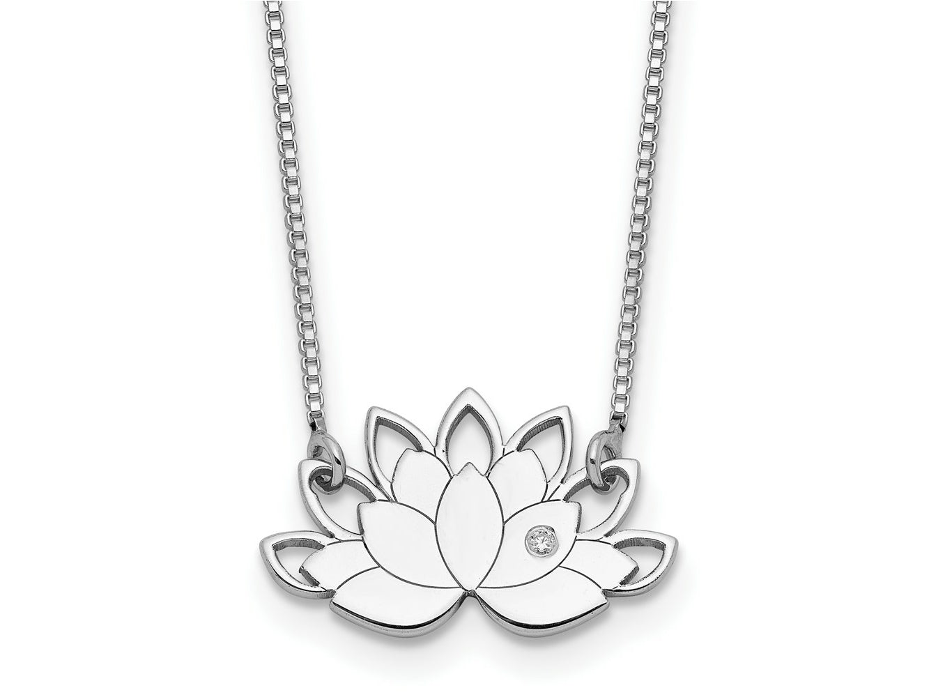 FJC Finejewelers 925 Sterling Silver Fancy Rhodium Plated CZ Lotus Flower Necklace 15 Inches x 19 mm
