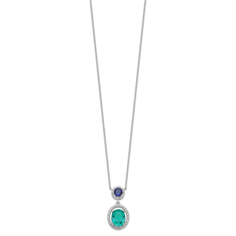 FJC Finejewelers 925 Sterling Silver Fancy CZ Glass Stone Dangle Pendant Necklace 18 Inches x 12 mm