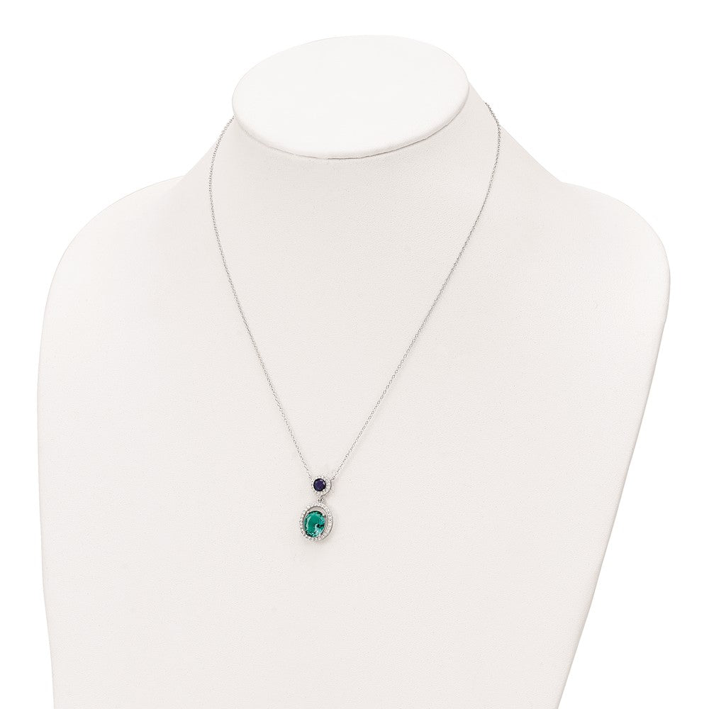 FJC Finejewelers 925 Sterling Silver Fancy CZ Glass Stone Dangle Pendant Necklace 18 Inches x 12 mm