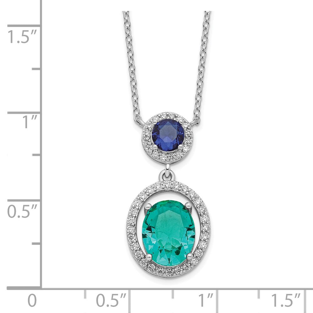 FJC Finejewelers 925 Sterling Silver Fancy CZ Glass Stone Dangle Pendant Necklace 18 Inches x 12 mm