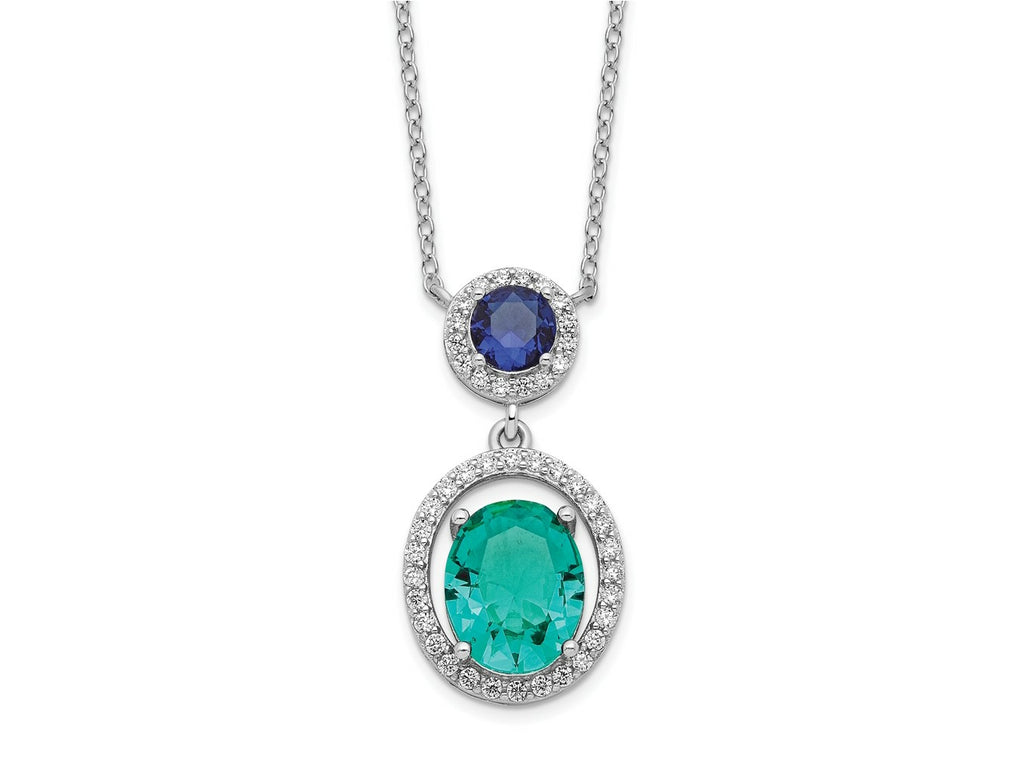 FJC Finejewelers 925 Sterling Silver Fancy CZ Glass Stone Dangle Pendant Necklace 18 Inches x 12 mm