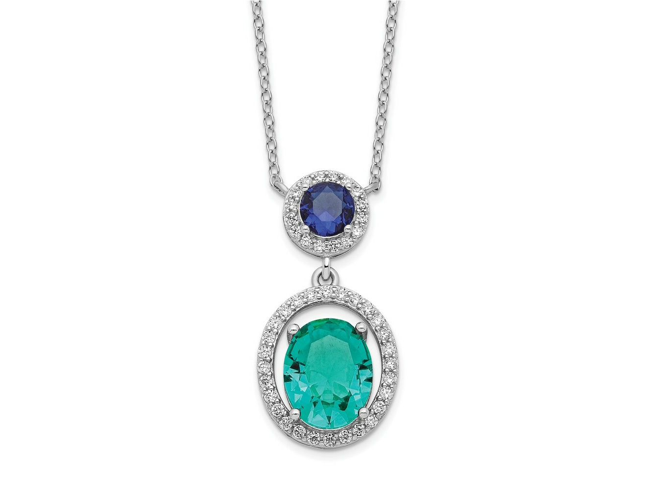 FJC Finejewelers 925 Sterling Silver Fancy CZ Glass Stone Dangle Pendant Necklace 18 Inches x 12 mm