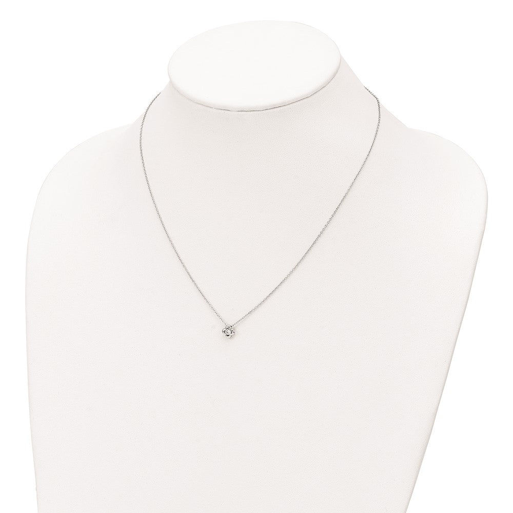 FJC Finejewelers 925 Sterling Silver Cable Rhodium Plated Polished CZ Flower Necklace 18 Inches x 7 mm