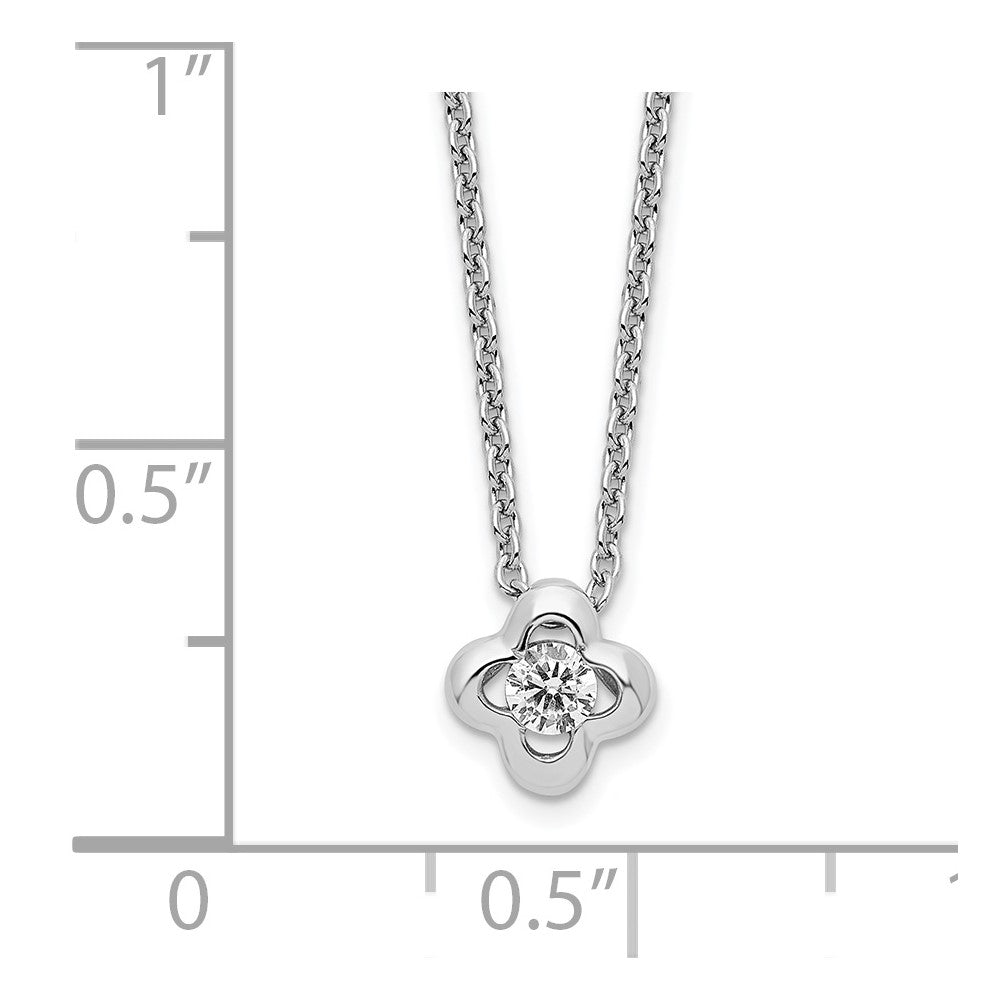 FJC Finejewelers 925 Sterling Silver Cable Rhodium Plated Polished CZ Flower Necklace 18 Inches x 7 mm