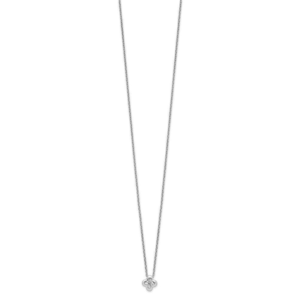FJC Finejewelers 925 Sterling Silver Cable Rhodium Plated Polished CZ Flower Necklace 18 Inches x 7 mm
