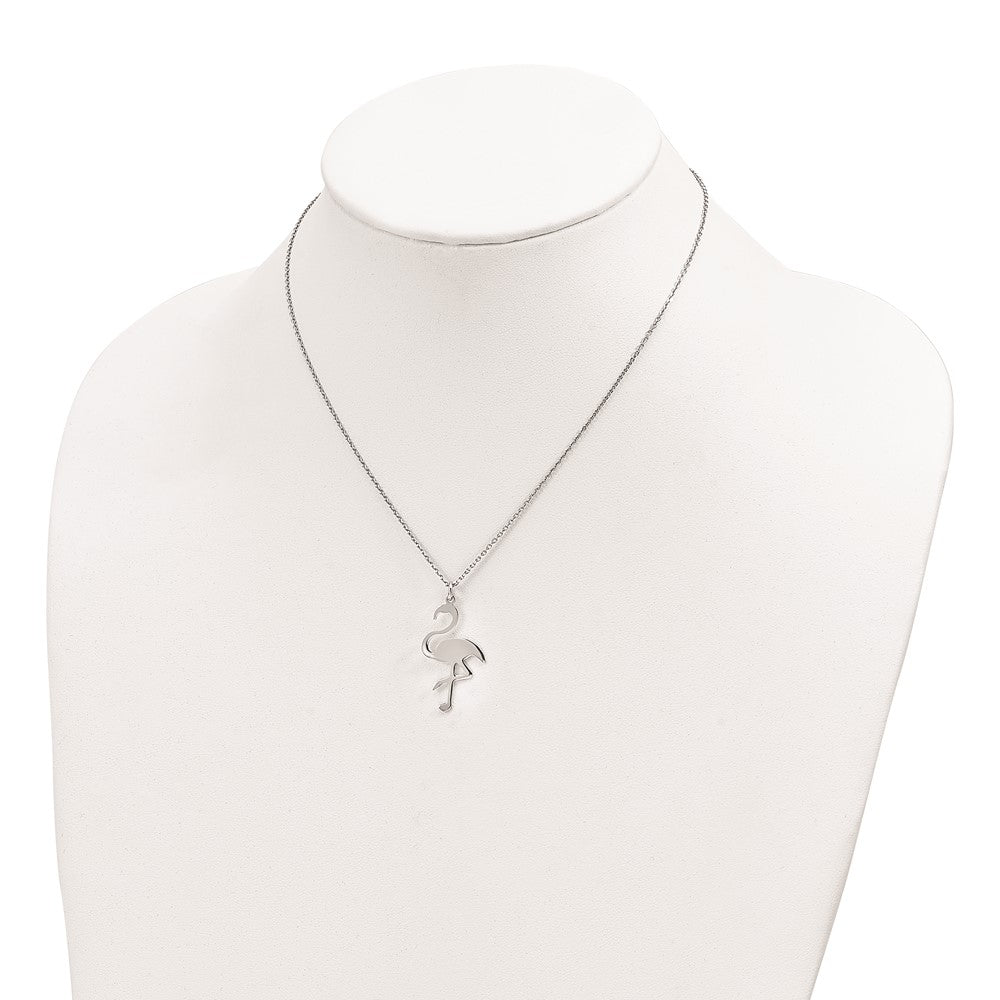 FJC Finejewelers 925 Sterling Silver Cable Polished Flamingo Necklace 16 Inches x 17 mm