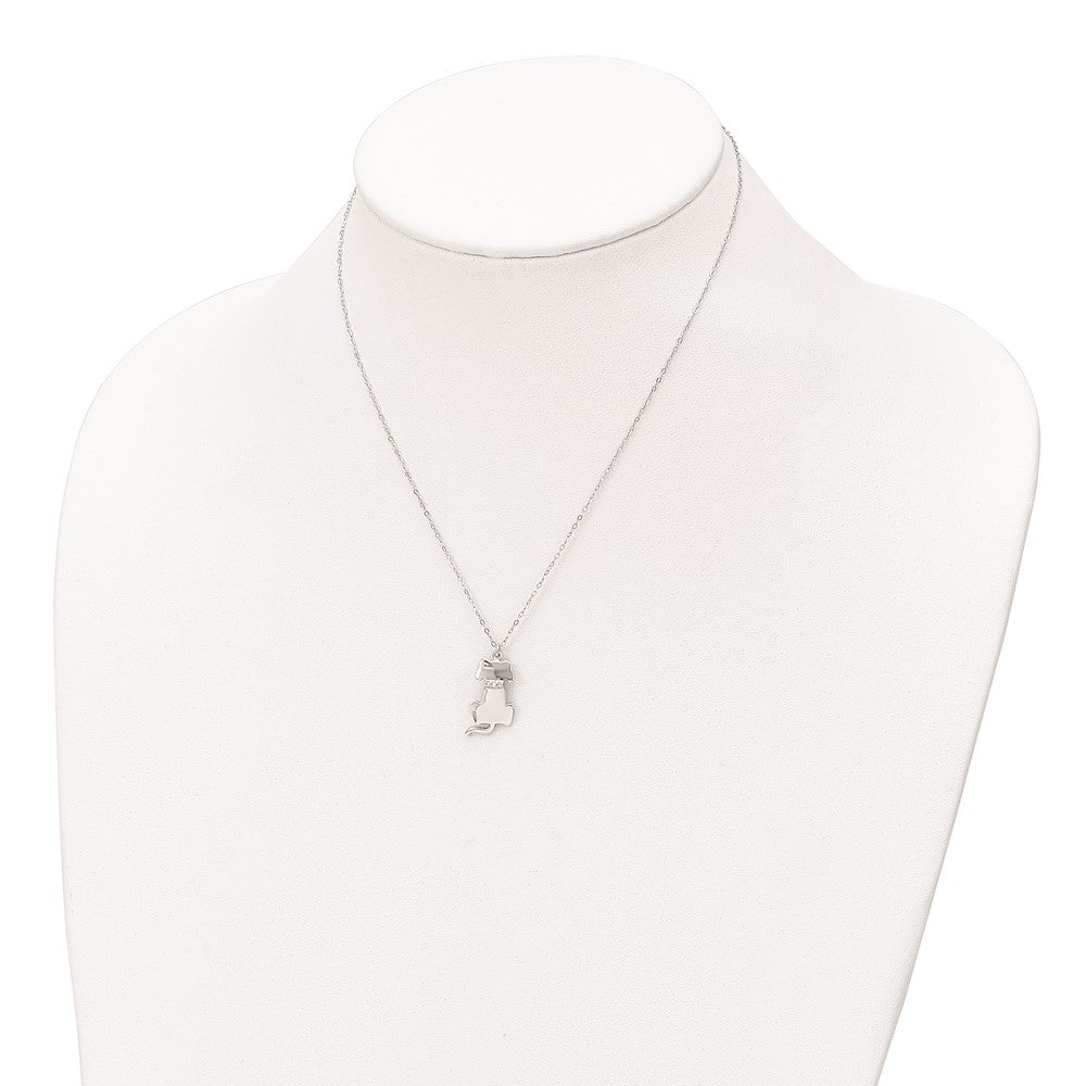 FJC Finejewelers 925 Sterling Silver Rhodium Plated CZ Dog Necklace 15 Inches x 9 mm
