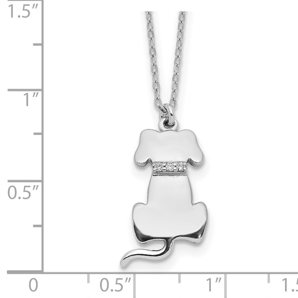 FJC Finejewelers 925 Sterling Silver Rhodium Plated CZ Dog Necklace 15 Inches x 9 mm