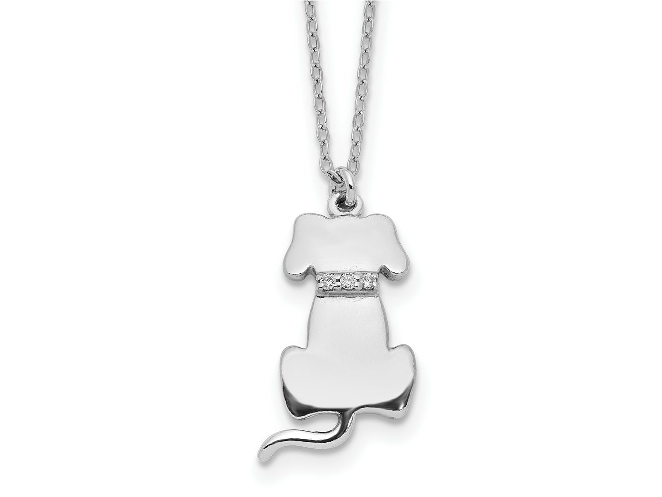 FJC Finejewelers 925 Sterling Silver Rhodium Plated CZ Dog Necklace 15 Inches x 9 mm