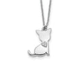 FJC Finejewelers 925 Sterling Silver Cable Rhodium Plated CZ Heart Cat Necklace 16 Inches x 13 mm