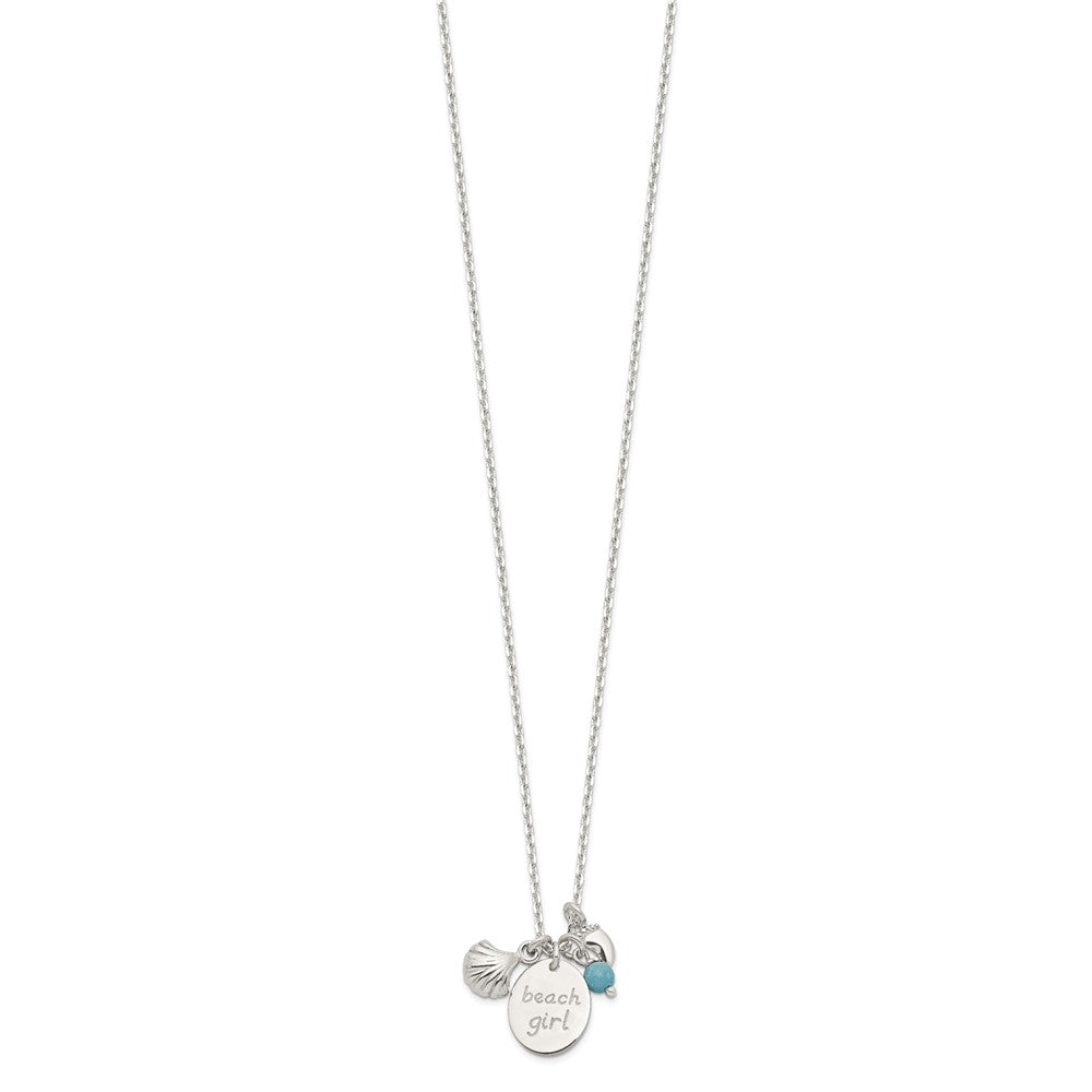 FJC Finejewelers 925 Sterling Silver Turquoise Bead and Shell Beach Girl Necklace 16 Inches x 9.95 mm