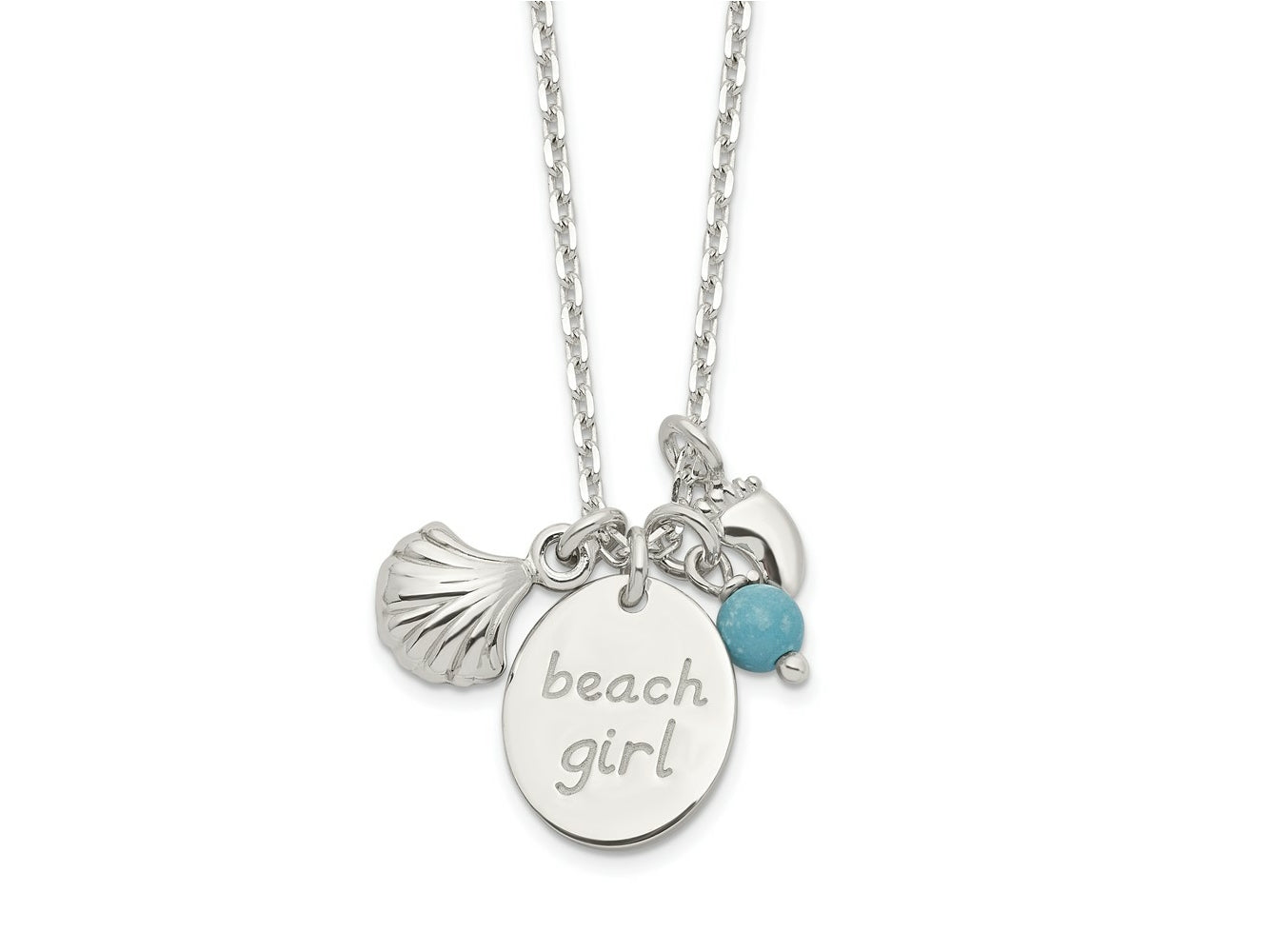 FJC Finejewelers 925 Sterling Silver Turquoise Bead and Shell Beach Girl Necklace 16 Inches x 9.95 mm