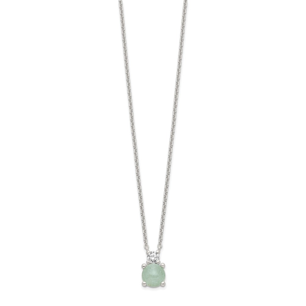 FJC Finejewelers 925 Sterling Silver Fancy Light Blue Quartzite and CZ Necklace 18 Inches x 6 mm