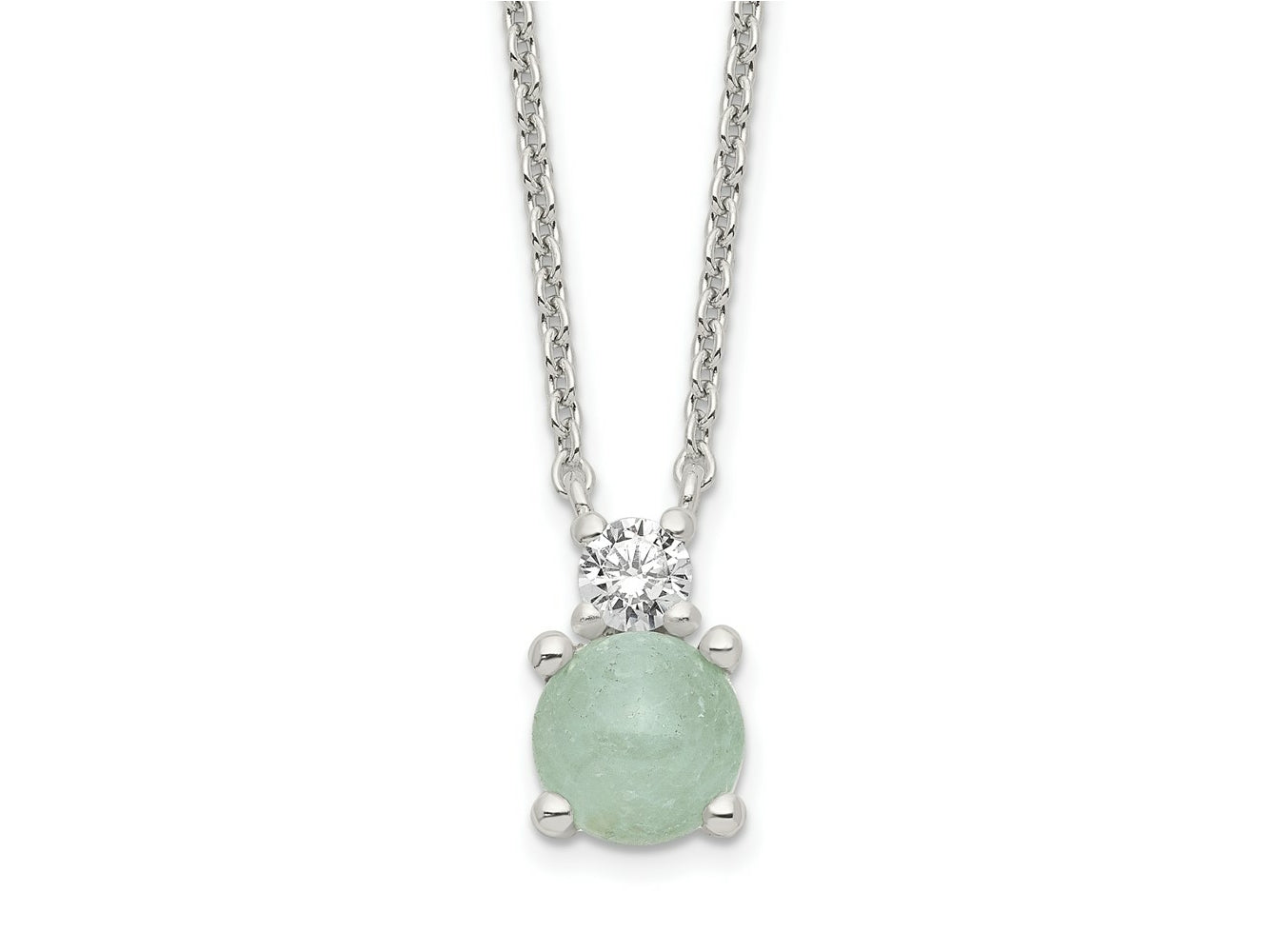FJC Finejewelers 925 Sterling Silver Fancy Light Blue Quartzite and CZ Necklace 18 Inches x 6 mm