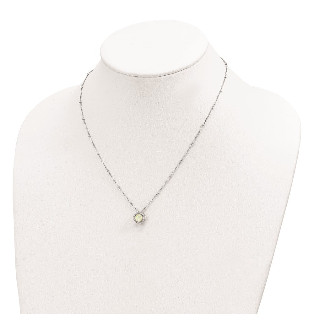 FJC Finejewelers 925 Sterling Silver Cable Created Opal CZ Beaded Necklace 16 Inches x 9 mm