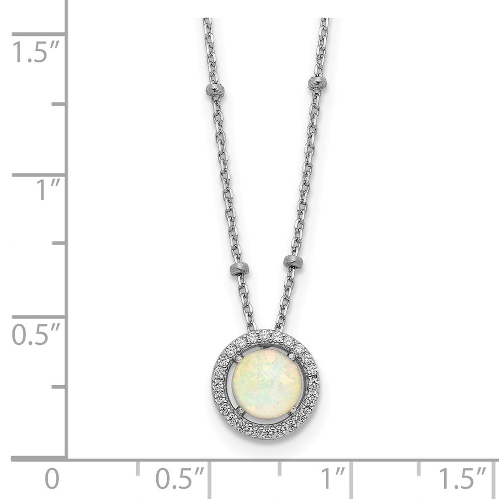 FJC Finejewelers 925 Sterling Silver Cable Created Opal CZ Beaded Necklace 16 Inches x 9 mm