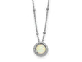 FJC Finejewelers 925 Sterling Silver Cable Created Opal CZ Beaded Necklace 16 Inches x 9 mm