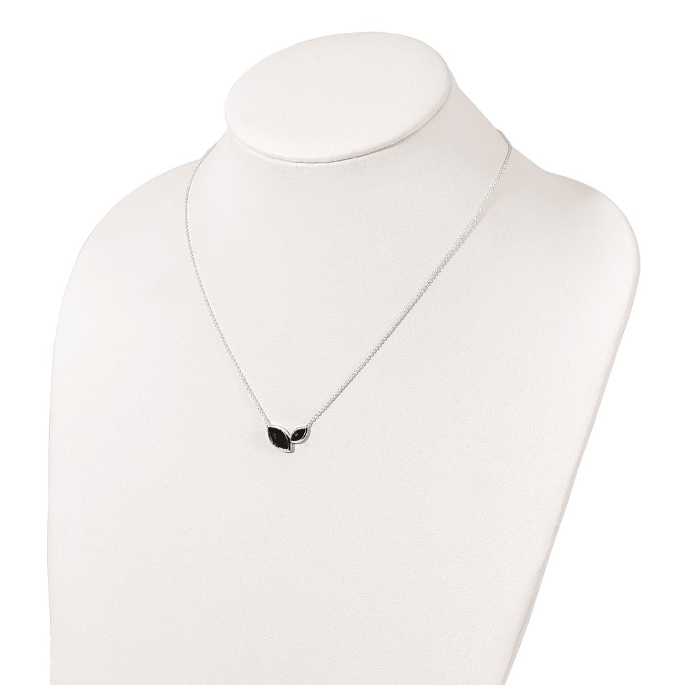 FJC Finejewelers 925 Sterling Silver Fancy Faceted Onyx Necklace 18 Inches x 18 mm