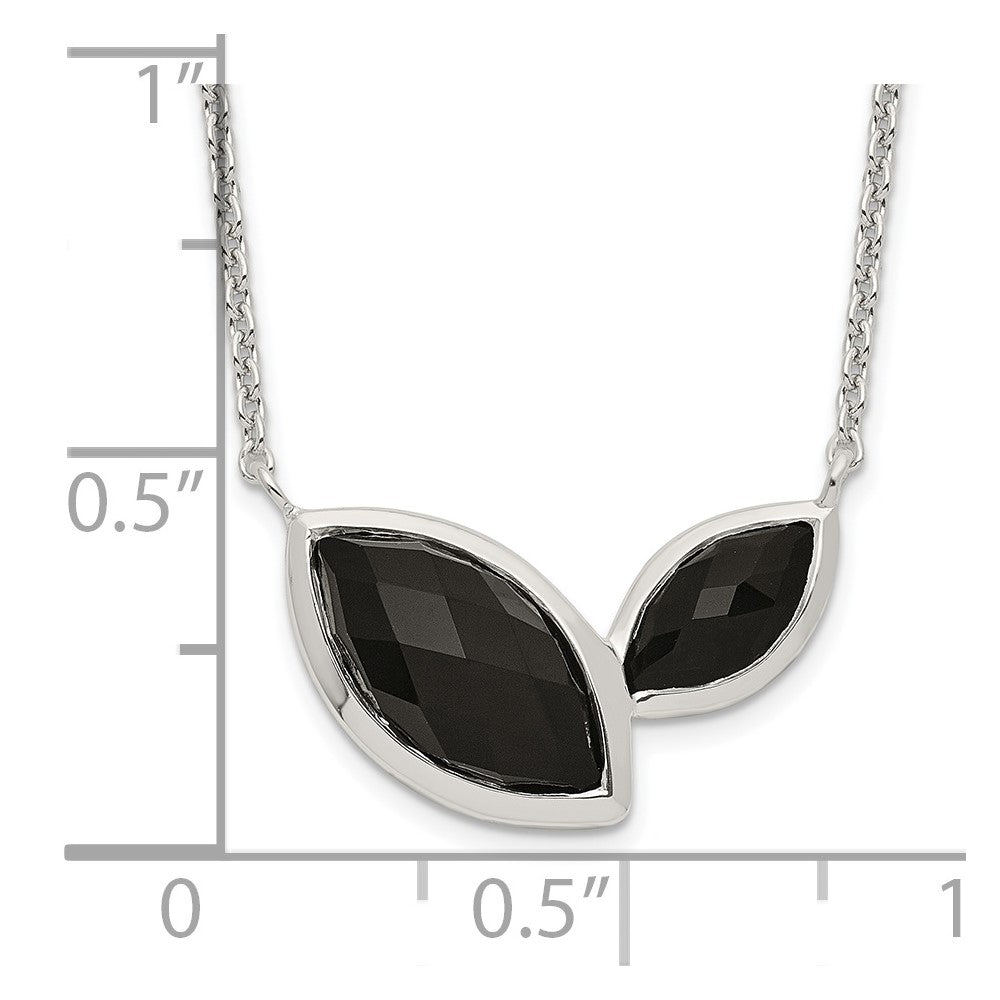 FJC Finejewelers 925 Sterling Silver Fancy Faceted Onyx Necklace 18 Inches x 18 mm