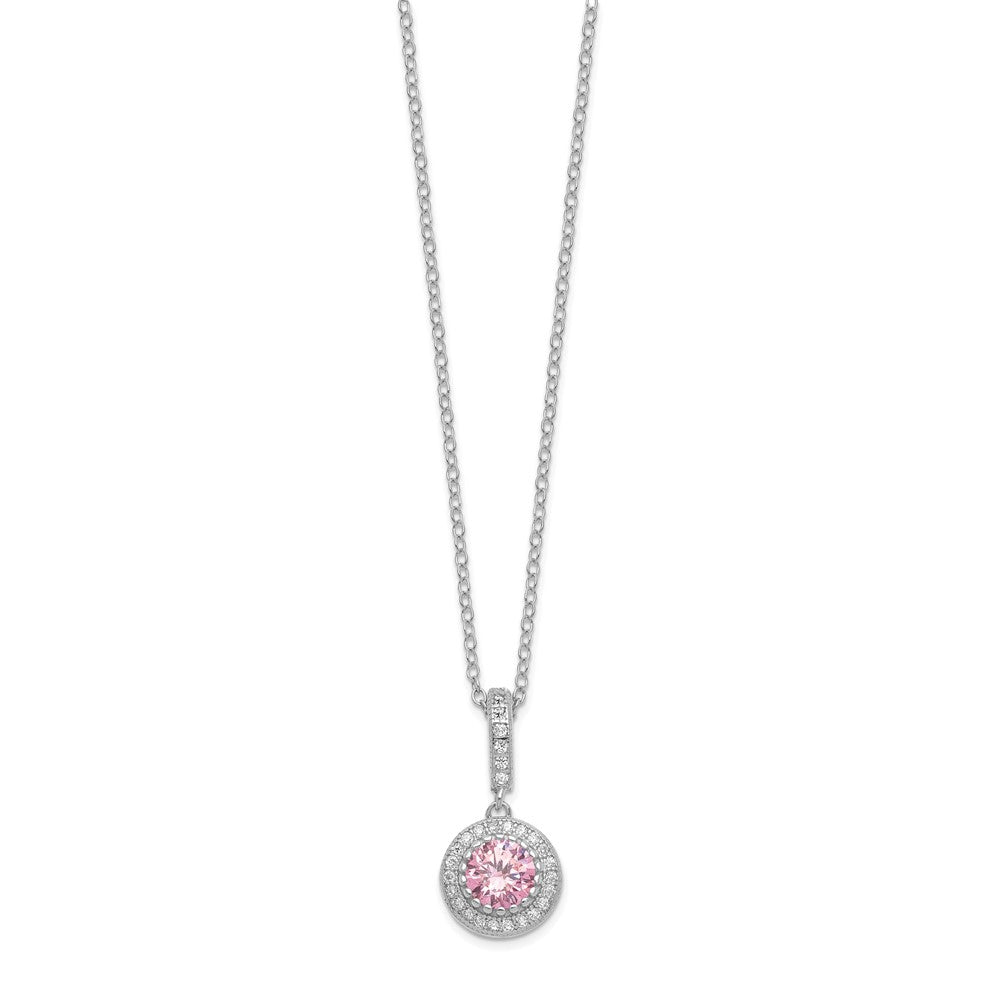 FJC Finejewelers 925 Sterling Silver Polished Rhodium Plated CZ 18in Necklace/Post Earrings Jewelry Set