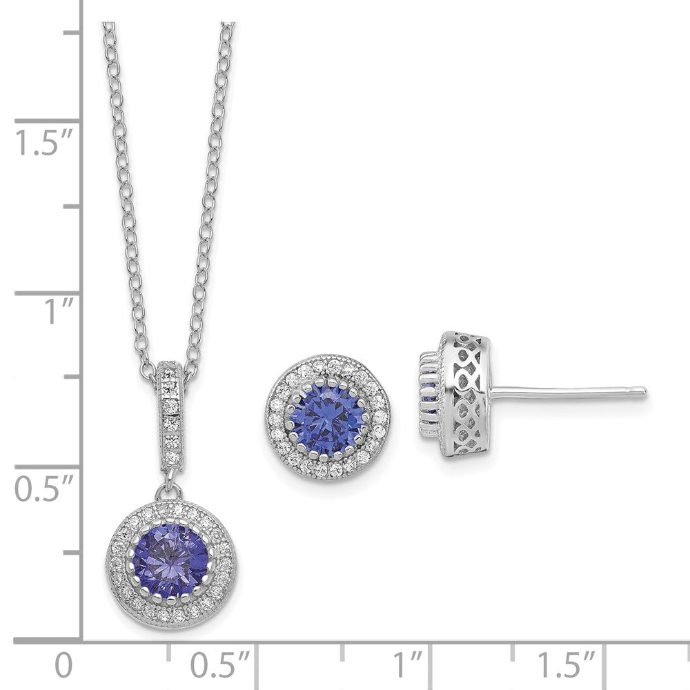 FJC Finejewelers 925 Sterling Silver Polished Rhodium Plated CZ 18in Necklace/Post Earrings Jewelry Set
