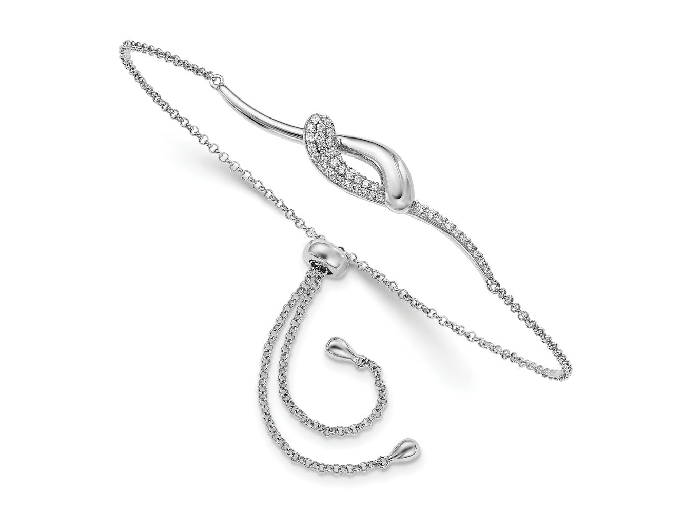 FJC Finejewelers 925 Sterling Silver Adjustable and Stretch and Wrap  CZ Fancy Bar Adjustable Bracelet 43.35 mm