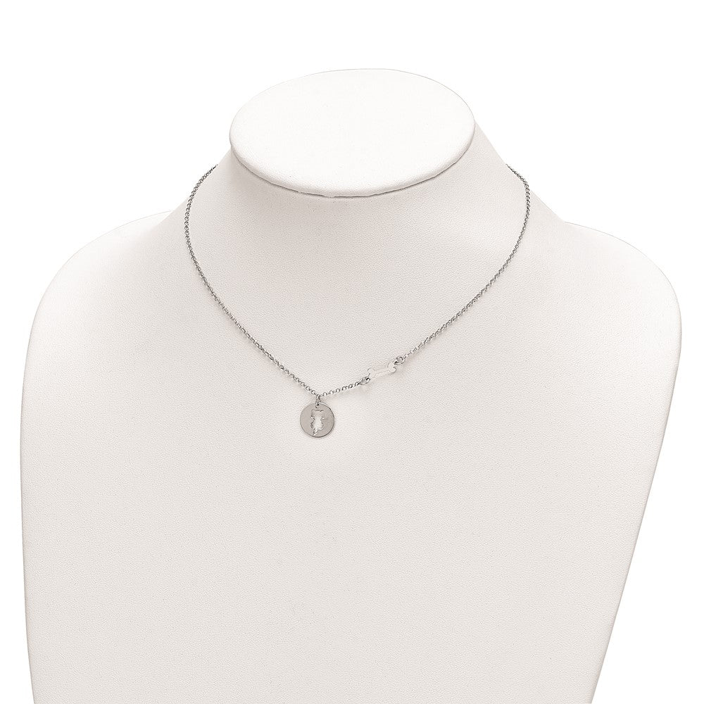 FJC Finejewelers 925 Sterling Silver  Puppy and Bone with 1 in Ext Necklace 16 Inches x 12 mm