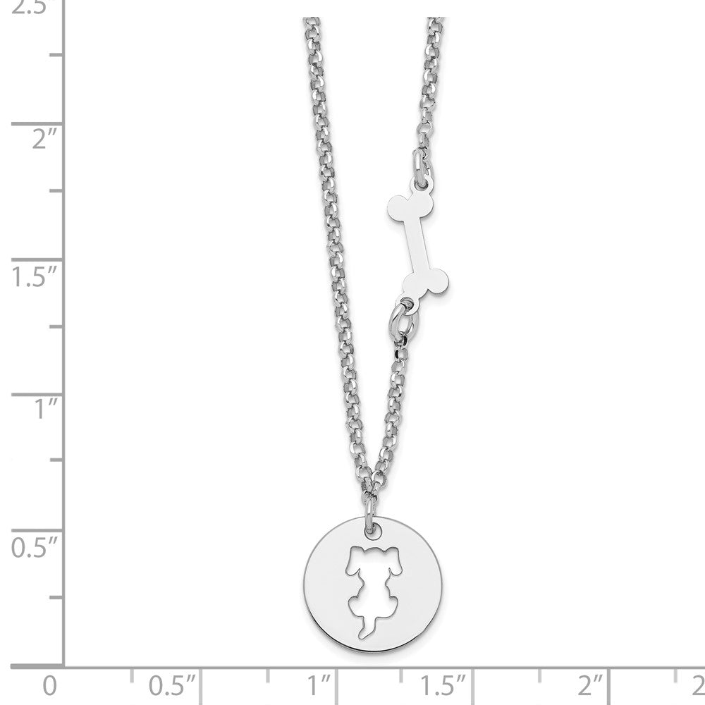 FJC Finejewelers 925 Sterling Silver  Puppy and Bone with 1 in Ext Necklace 16 Inches x 12 mm