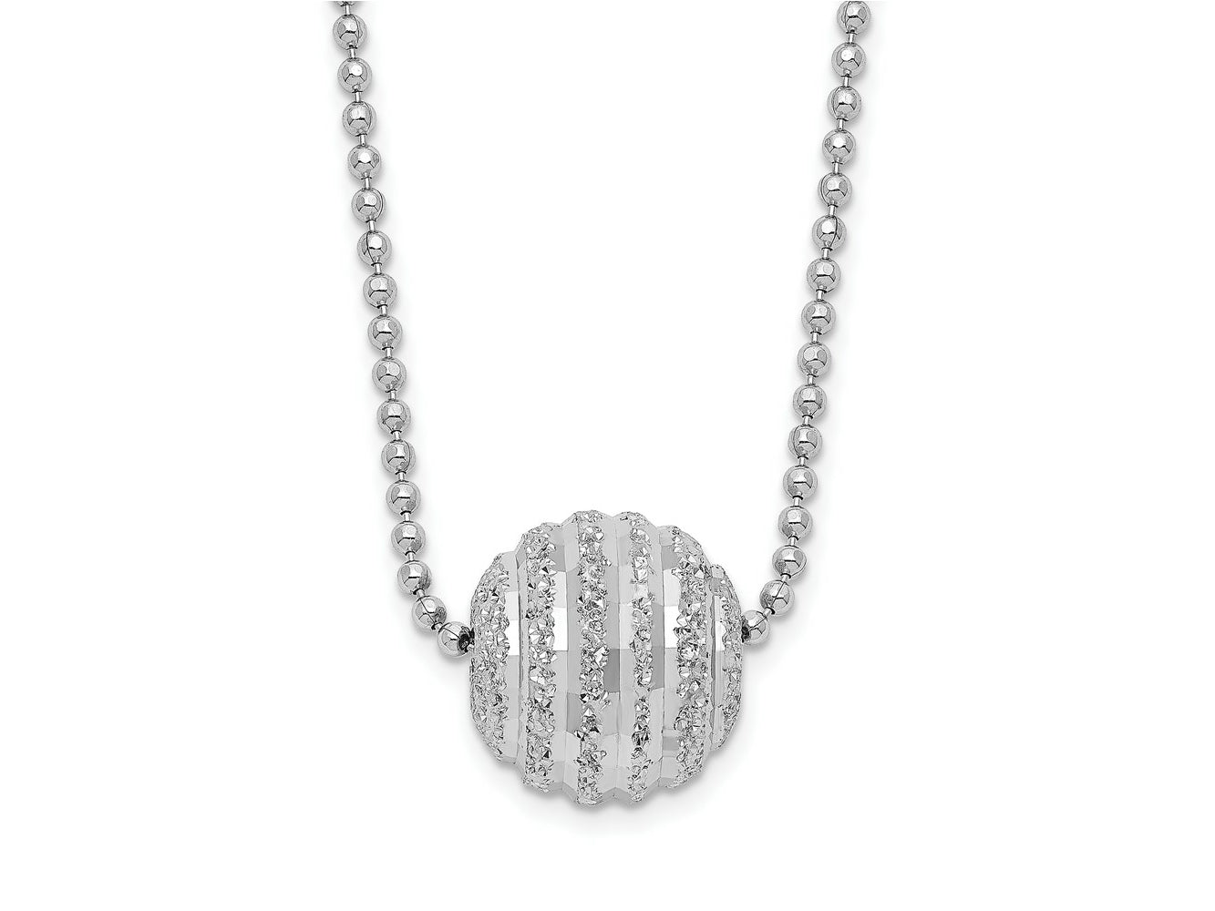 FJC Finejewelers 925 Sterling Silver Ball  Polish and Lasered Bead 18in Necklace 18 Inches x 9 mm
