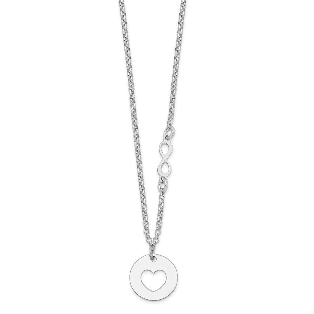 FJC Finejewelers 925 Sterling Silver Cable  Heart and Infinity with 1 in Ext Necklace 17 Inches x 12 mm