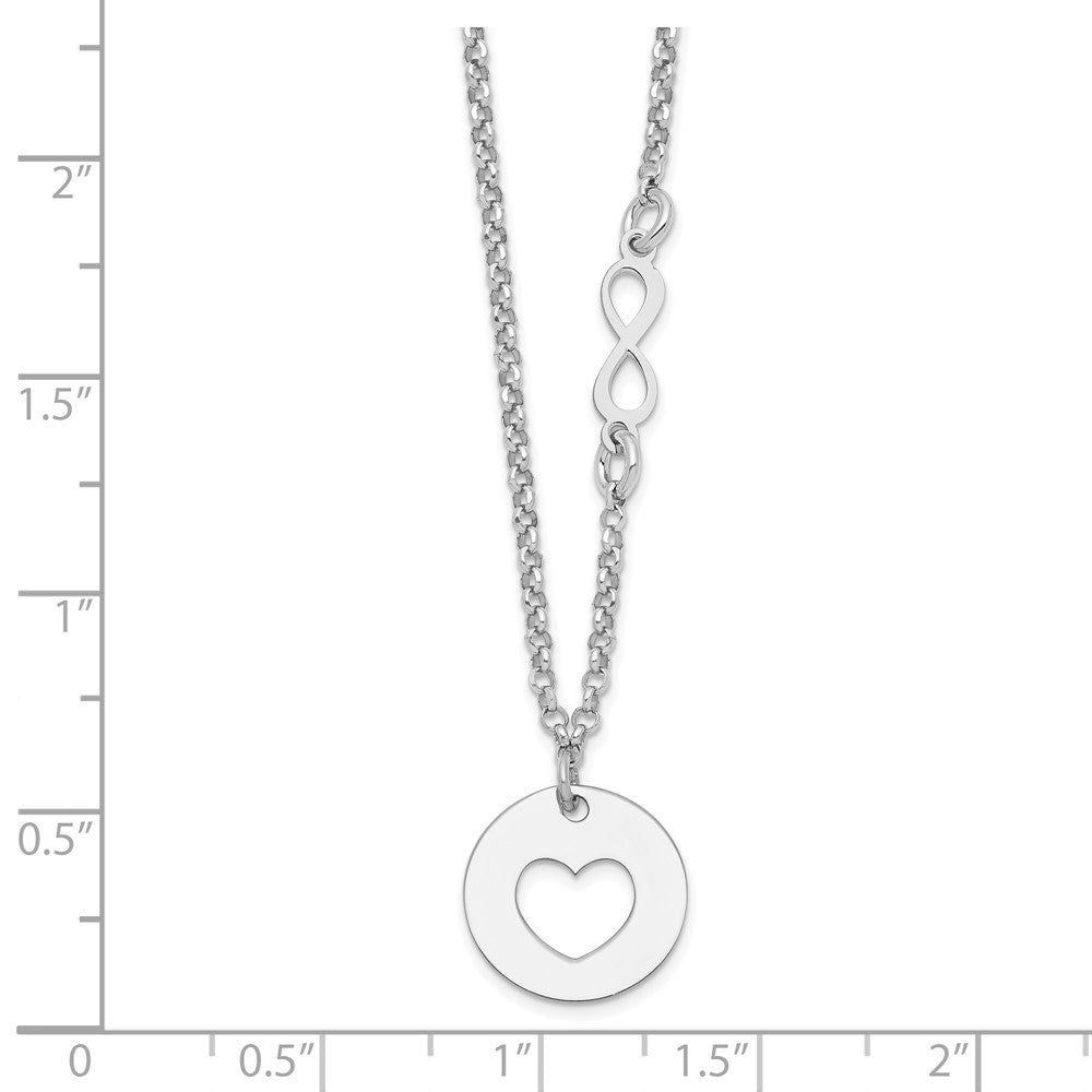 FJC Finejewelers 925 Sterling Silver Cable  Heart and Infinity with 1 in Ext Necklace 17 Inches x 12 mm