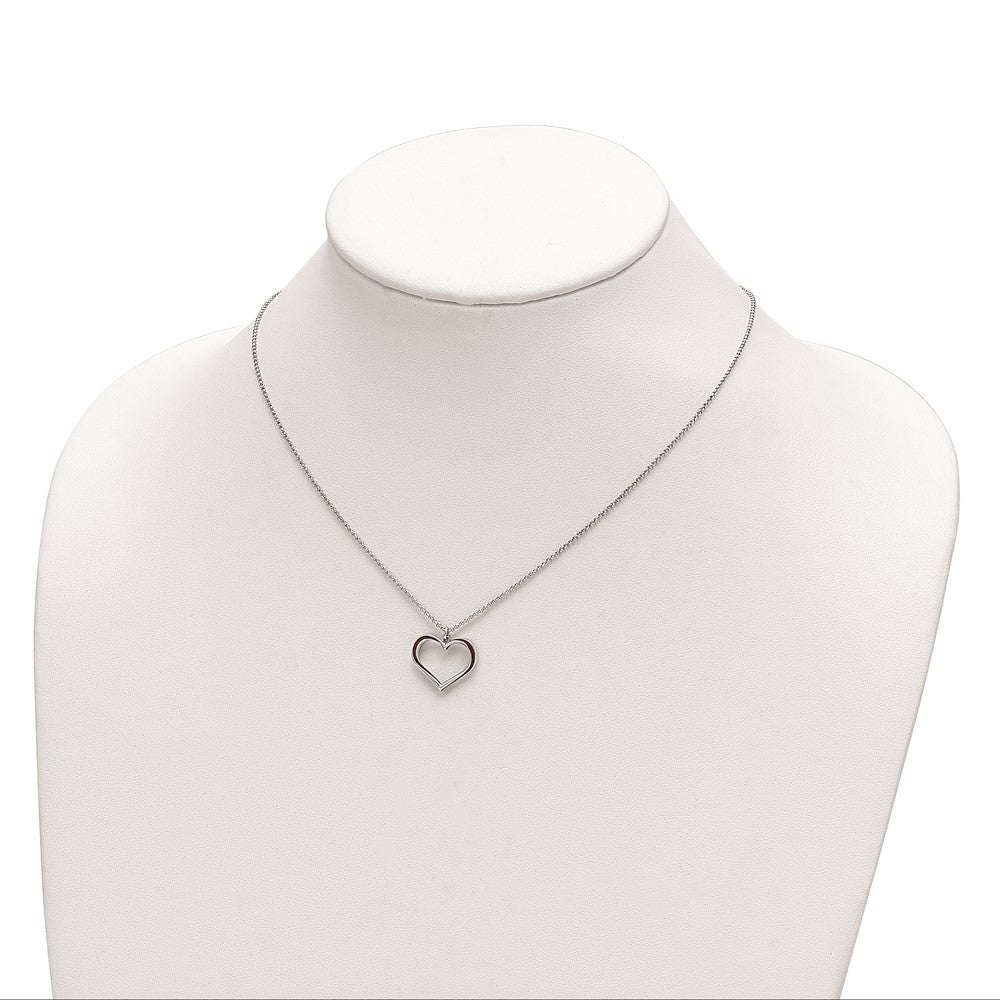 FJC Finejewelers 925 Sterling Silver Cable  Red Enamel Heart with 1 in Ext Necklace 17 Inches x 17 mm
