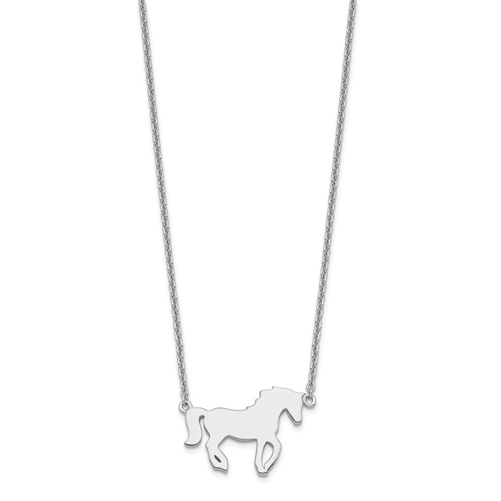 FJC Finejewelers 925 Sterling Silver Cable  Polished Horse with 2in ext Necklace 18 Inches x 19 mm