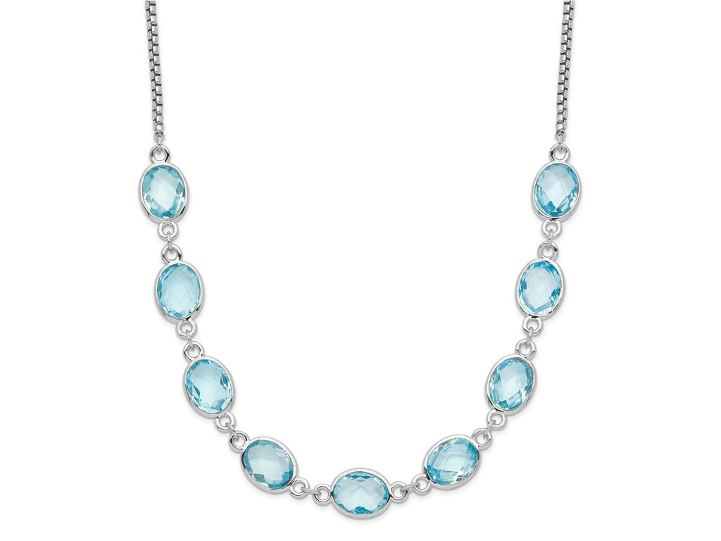 FJC Finejewelers 925 Sterling Silver Rhodium Plated Polished Blue Topaz with 2 in ext. Necklace 17 Inches
